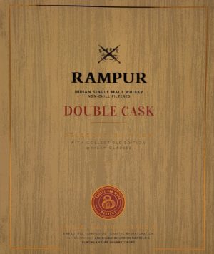 Rampur Double Cask Indian Single Malt Whisky Gift Set (With 2 Whisky Glasses)