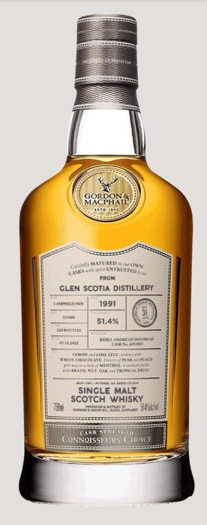 Pre-Order: Gordon & MacPhail - Connoisseurs Choice - CASK STRENGTH - UPPER - GLEN SCOTIA 1991 23/008 (#6051801) Aged 31 years - Refill American HH (52.1% abv)