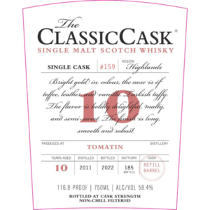 The Classic Cask – Tomatin 10 years old, 58.4% abv