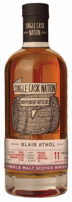 Single Cask Nation - Blair Athol 2013 11 yr Cask # 181283 Toasted French Oak (4.5yrs)