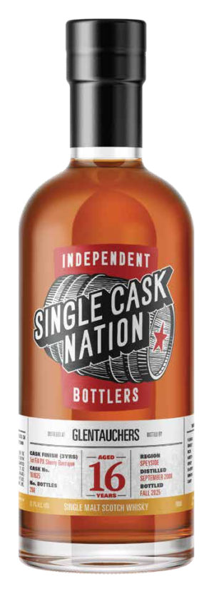 Preorder: Single Cask Nation – Glentauchers – 16 Year Old – 1st Fill PX – Cask #161625 – Distilled 2008, Bottled 2025 (700 ml) – 60.1% ABV