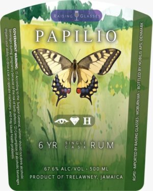 Preorder: Raising Glasses x Nobilis – Papilio Hampden CH 6 Year 67.6% abv (500 ml)