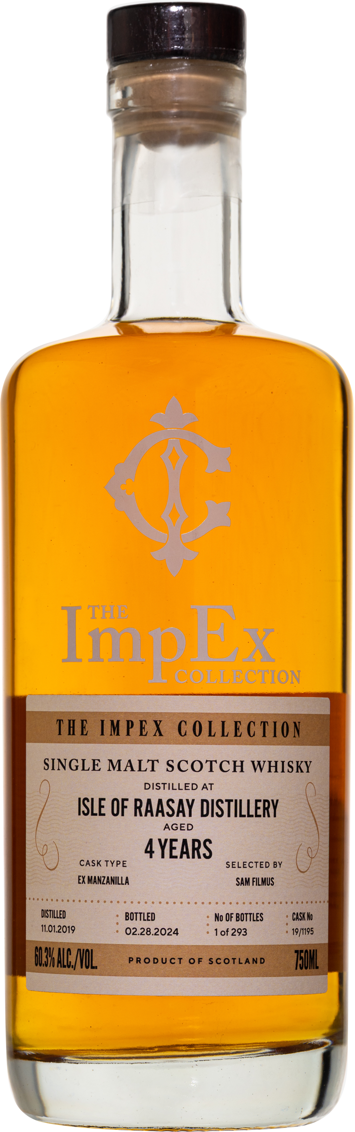 The ImpEx Collection - Isle of Raasay 4 yo Peated, Manzanilla Cask #19/1195, 60.30% abv