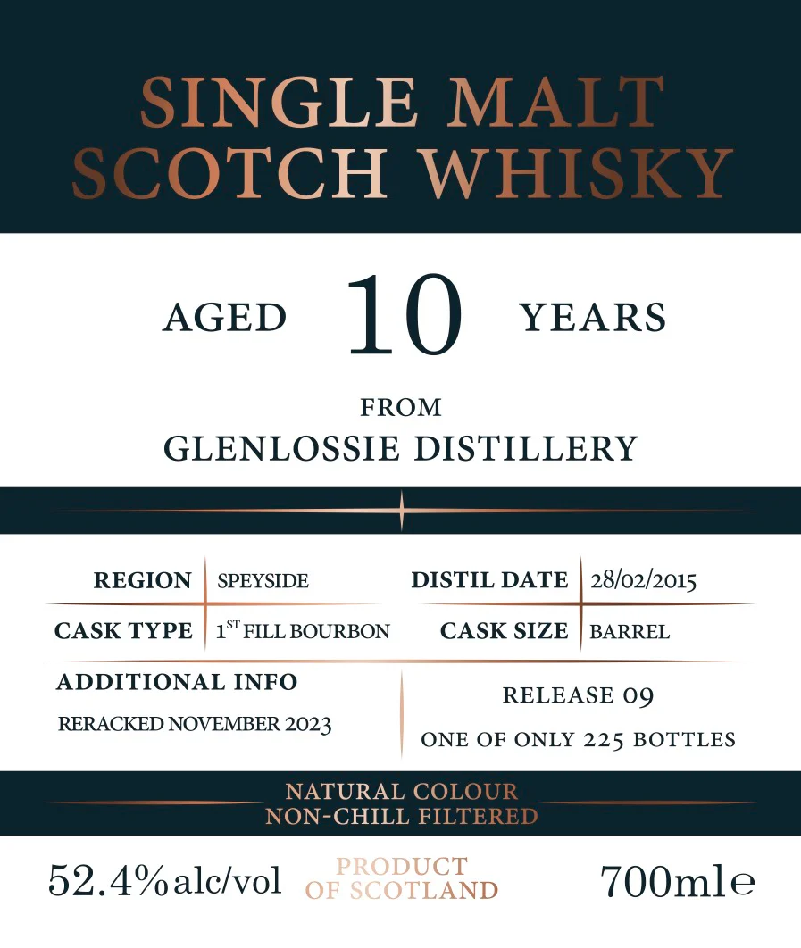 Tri Carragh – Glenlossie – 10 Year Old – 1st Fill Bourbon – 52.4% ABV