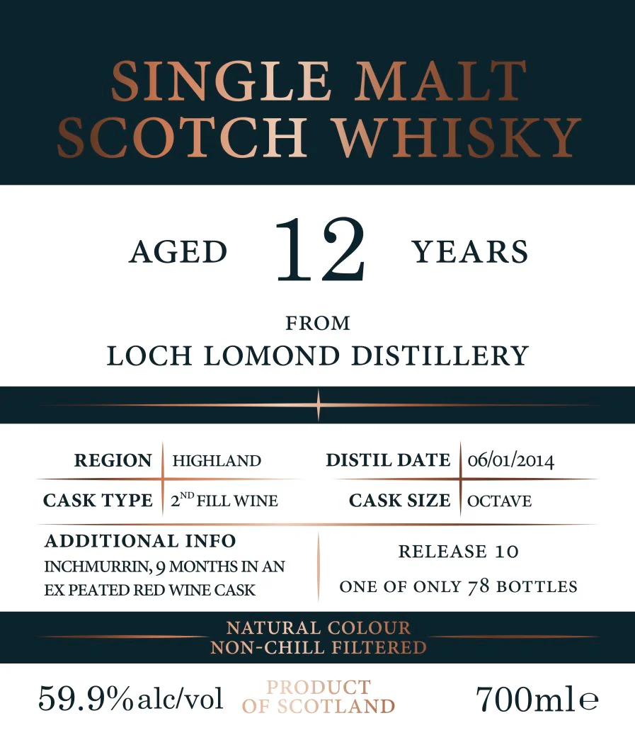 Tri Carragh – Loch Lomond Inchmurrin – 12 Year Old – Ex-Peated Red Wine – 59.9% ABV